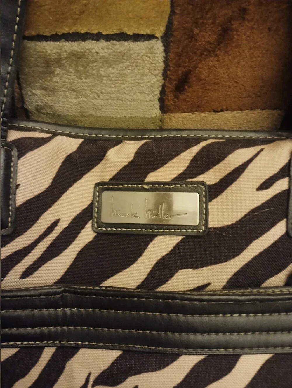 Nicole Miller Purple Interior Zebra Accent Laptop Bag